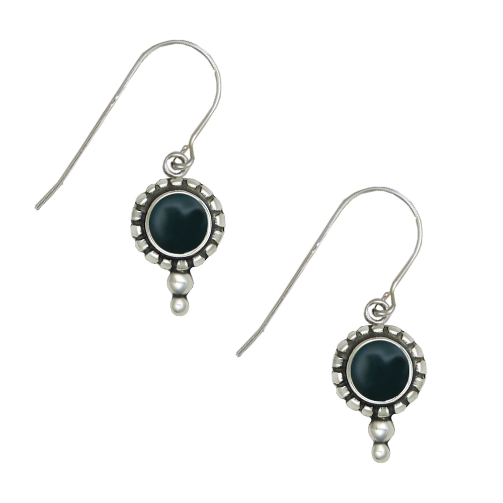 Sterling Silver Little Bloodstone Gemstone Drop Dangle Earrings